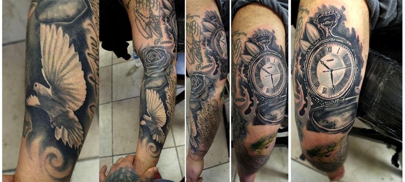 the dove, rose, and pocketwatch are mine by Ernesto Nave: TattooNOW the dove, rose, and pocketwatch are mine by Ernesto Nave: TattooNOW