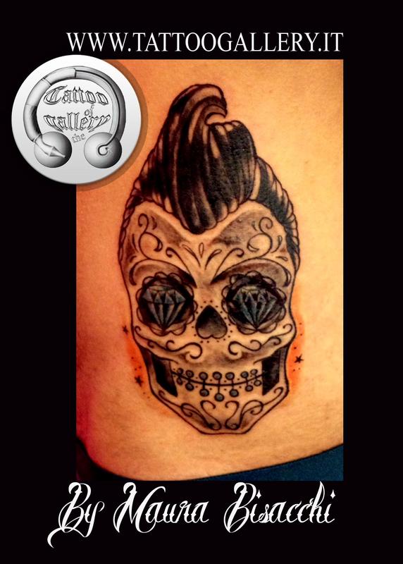 Tatuaggio teschio , skull tattoo by Resident Artist Maura Bisacchi:  TattooNOW