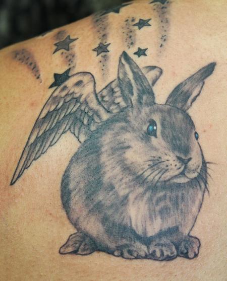 Tattoos - little angel winged bunny - 62808