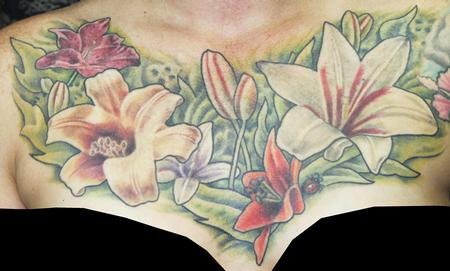Tattoos - Chest panel of flowers - 62812