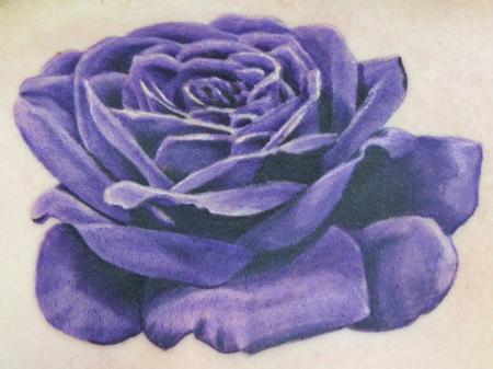 Tattoos - Purple rose on a woman's chest - 62820