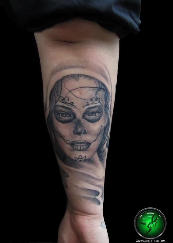Day of the dead girl tattoo by Andre Cheko: TattooNOW Day of the dead girl tattoo by Andre Cheko: TattooNOW