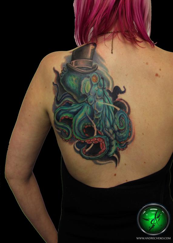Octopus - gentleman sea creature color tattoo by Andre Cheko: TattooNOW