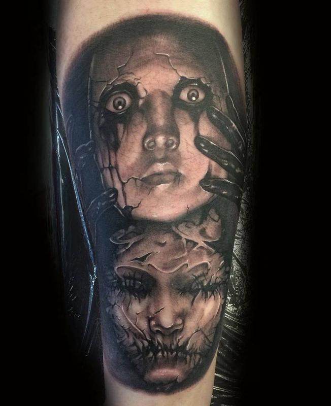 Black and grey fantasy arts tattoo by Gigi McQueen: TattooNOW
