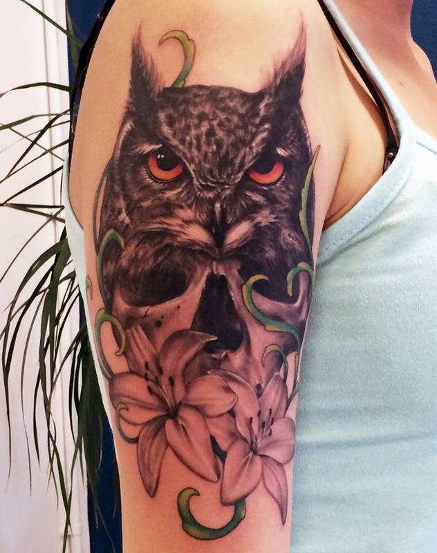 Black and Grey Owl Tattoos  Cloak and Dagger Tattoo London