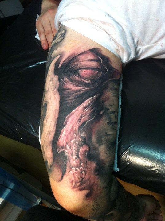 Bio eye leg tattoo by Tommy Lee Wendtner: TattooNOW