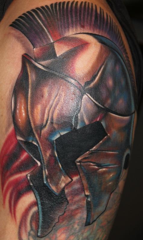 Spartan Helmet Tattoo Shoulder