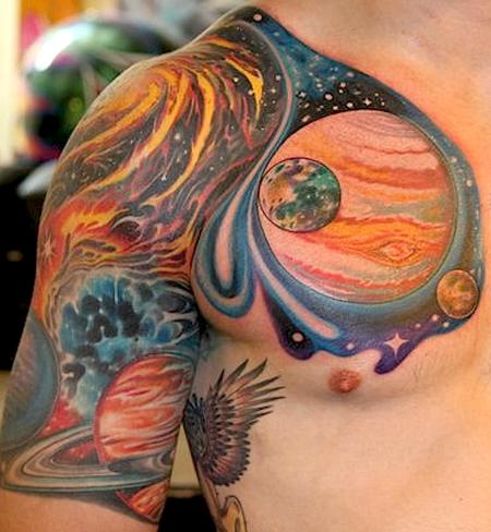 1st color tattoo Milky Way galaxy piece done by Chris Dominick at  Layer3Collective Baltimore MD  rtattoos