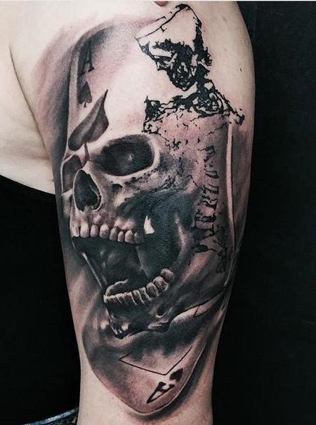 Tattoos - Skull, Skeleton, and Cards Tattoo - 116648