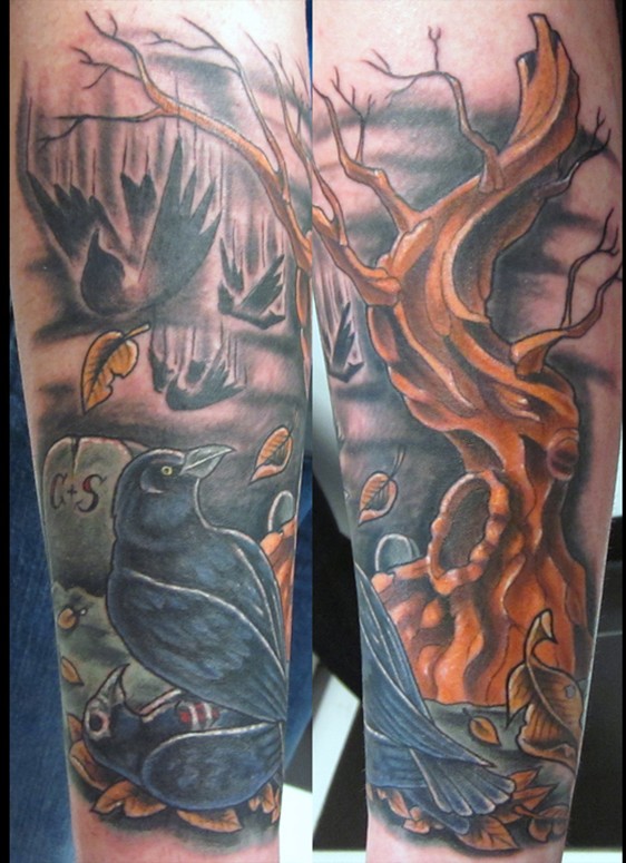 dead crows and tree by Trent Edwards: TattooNOW