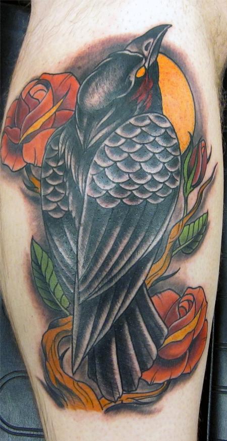 black bird and roses by Trent Edwards: TattooNOW