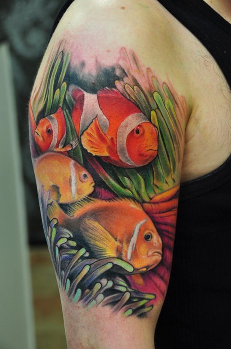 fish and coral tattoo by Bez: TattooNOW fish and coral tattoo by Bez: TattooNOW