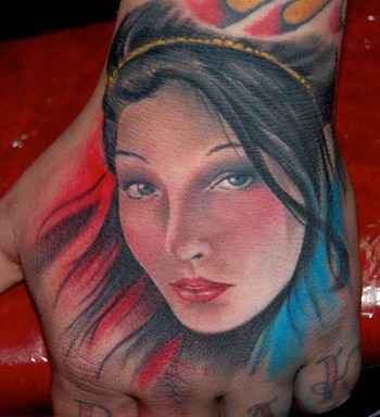 Tattoos - Pinup on hand - 36525