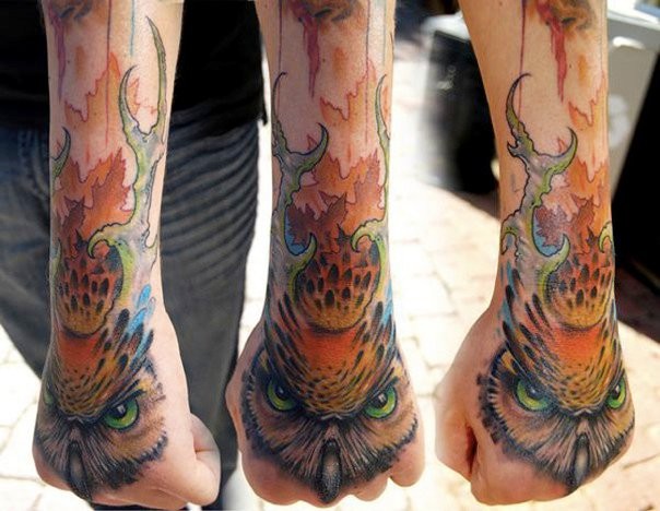 Tattoos - Owl hand tattoo - 51386