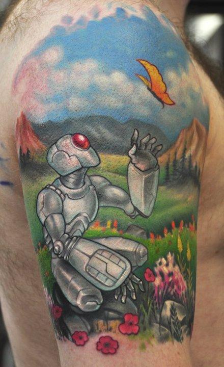 Tattoos - Robot and butterfly tattoo - 58647