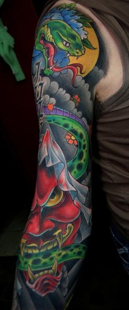 Tattoos - Snake and Hanya Sleeve Tattoo - 36521