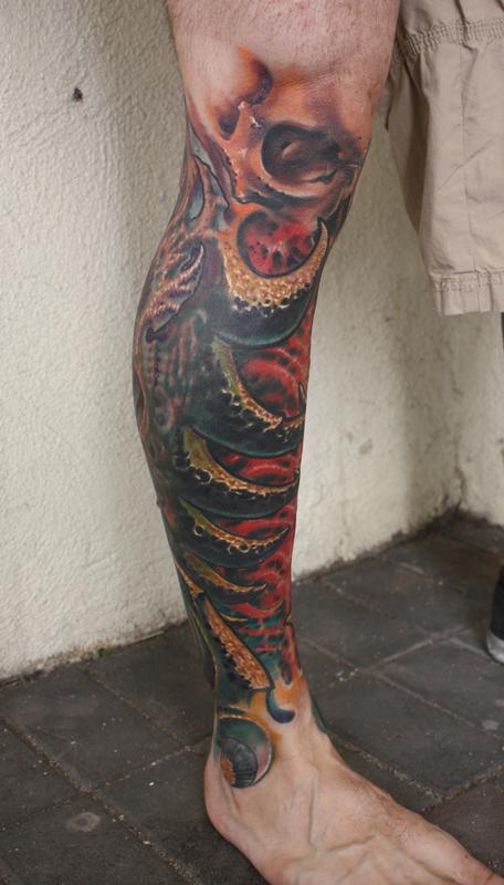 color bio organic leg tattoo by Ty McEwen: TattooNOW