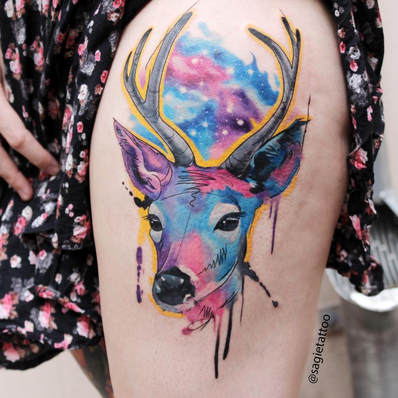 Water color deer by Christofer Sagie: TattooNOW