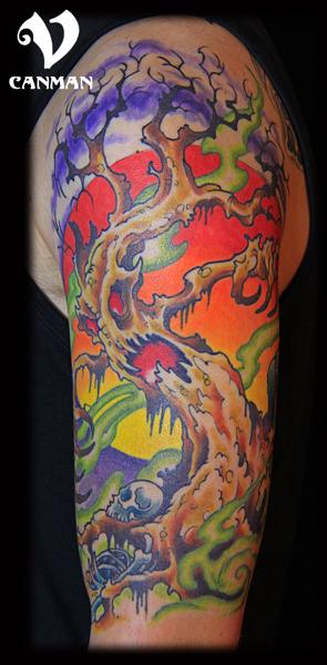 30 Wonderful Halloween Tree Tattoos Designs And Ideas