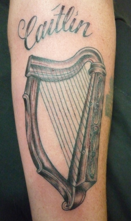 60 Harp Tattoo Designs For Men  Musical Instrument Ink Ideas