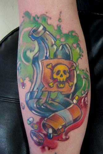 Bottle and Pills Tattoo by Muriel Zao: TattooNOW Bottle and Pills Tattoo by Muriel Zao: TattooNOW