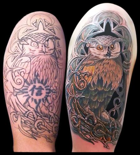 Tattoos - Owl in an Alcove Cover Up - 79380