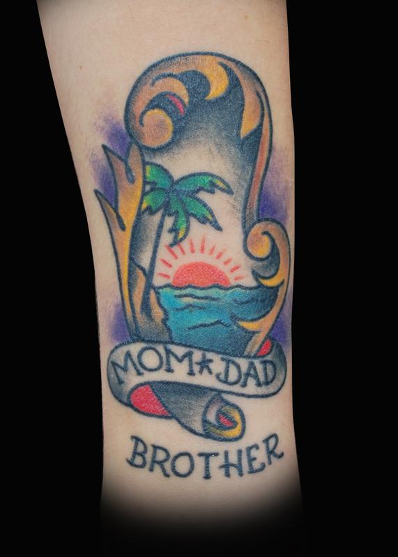 Sailor Jerry Beach Scene. Family Tattoo. by Adam Lauricella: TattooNOW Sailor Jerry Beach Scene. Family Tattoo. by Adam Lauricella: TattooNOW