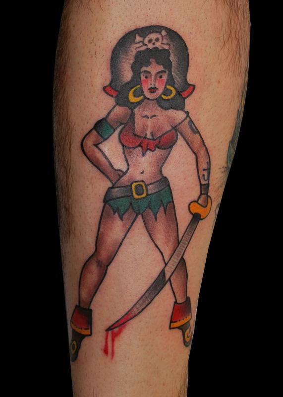 Classic Pirate Girl Pin Up Tattoo by Adam Lauricella: TattooNOW