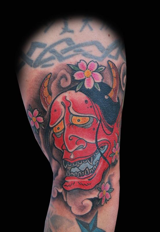 Red Hannya Mask Tattoo by Adam Lauricella TattooNOW