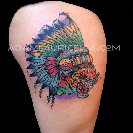 Tattoos - Traditional Tiger Chieftain Tattoo - 102391