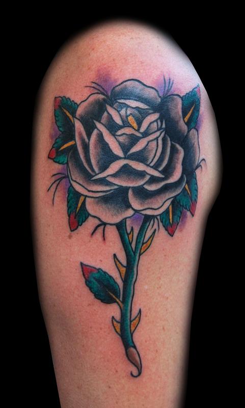 traditional rose tattoos sleeve