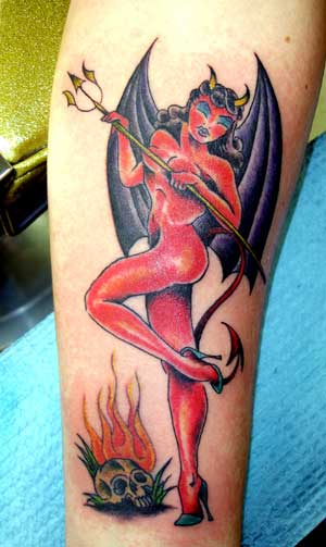 Staple Eat dinner Dazzling Devil Pin Up Girl by Alex Sherker: TattooNOW