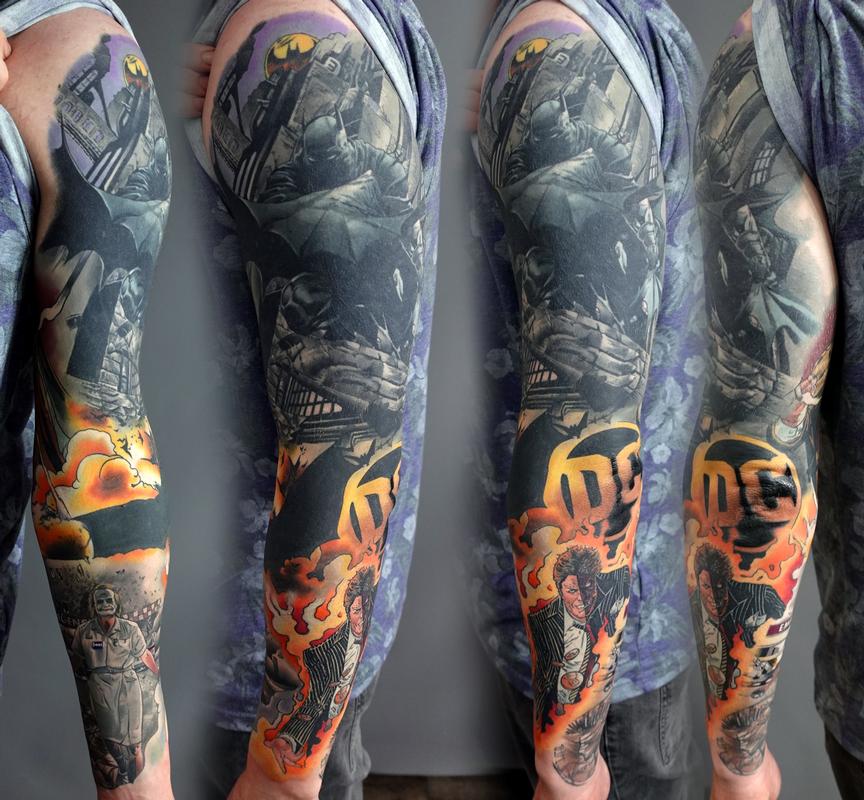 Batman Sleeve Tattoo by Alan Aldred: TattooNOW