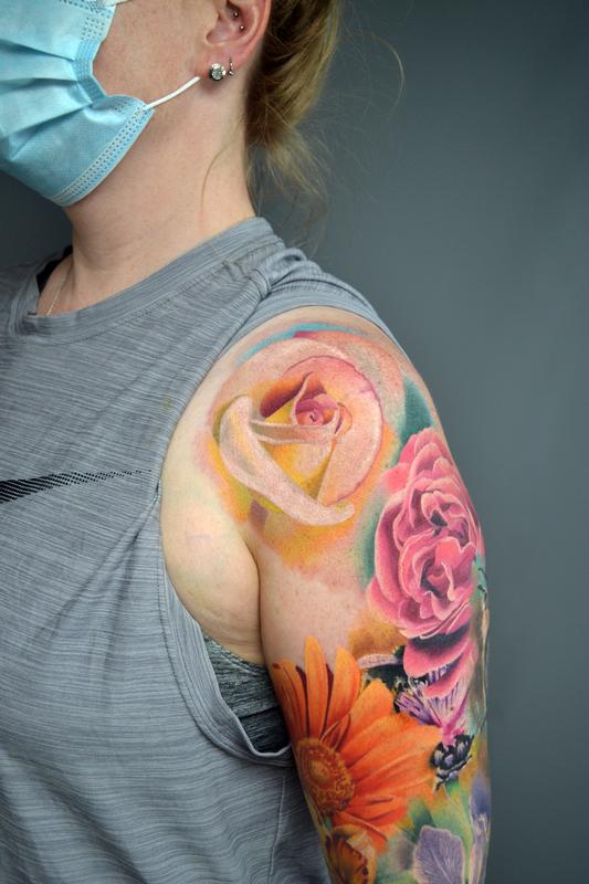 Nature Floral Sleeve In Progress by Alan Aldred: TattooNOW