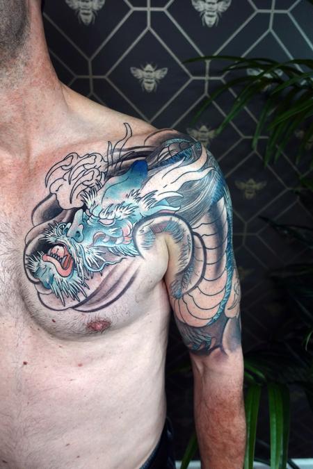 Work In Progress Blue Dragon Tattoo Design Thumbnail