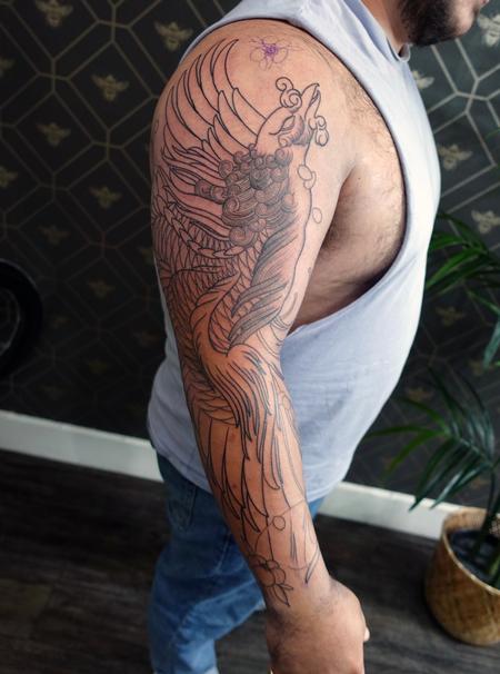 Phoenix Sleeve  Tattoo Design Thumbnail