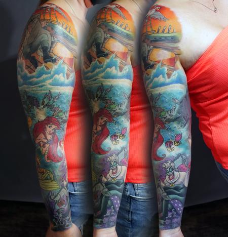 Alan Aldred - The Little Mermaid Sleeve Tattoo