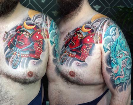 Samurai and Dragon Tattoo Design Thumbnail