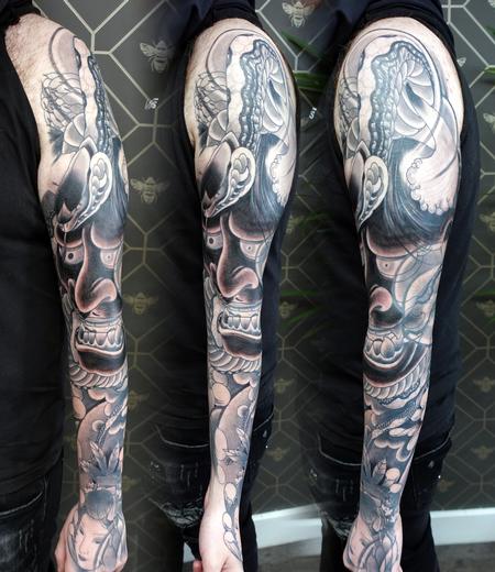 Black Hanna and Snake sleeve! Tattoo Design Thumbnail