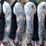 Tattoos - Fully Healed Evil Themed Sleeve Tattoo - 128317