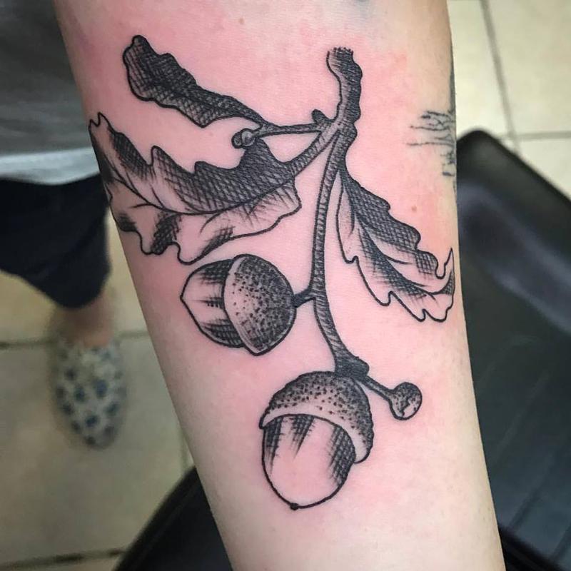 Traditional Acorn Tattoo