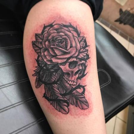 Chad Pelland - Skull/ rose/ feathers