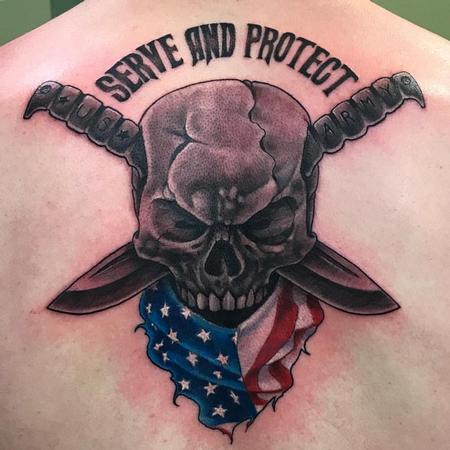 Chad Pelland - Skull/flag/ knives