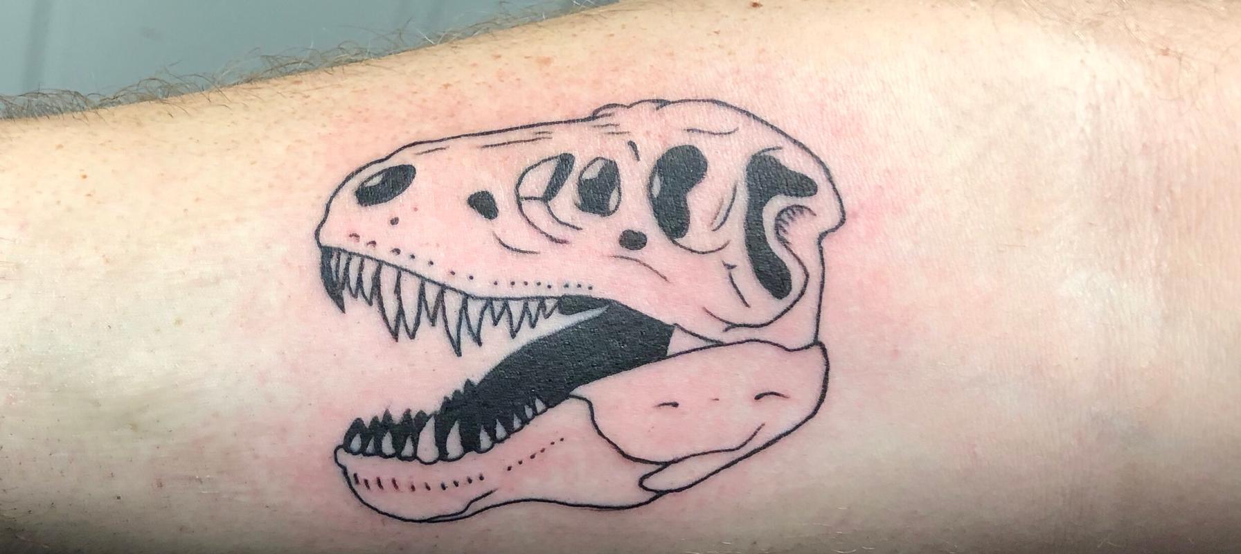 Minimalistic T-Rex Skull by Howard Bell (PORTLAND): TattooNOW
