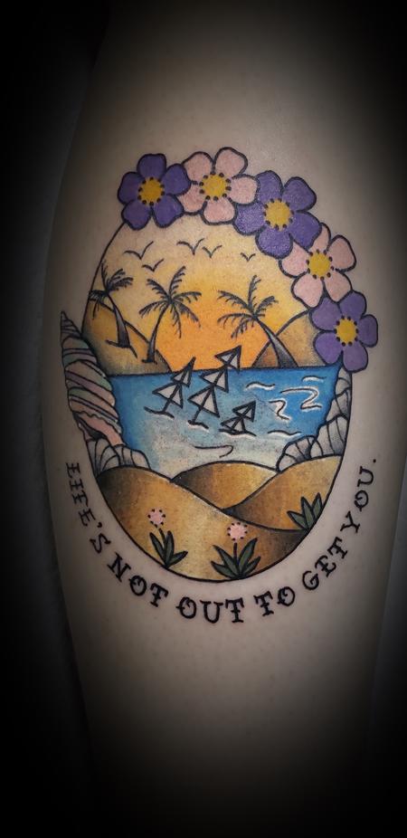 Tattoos - Neck Deep Beach Nature Color Tattoo - 141788