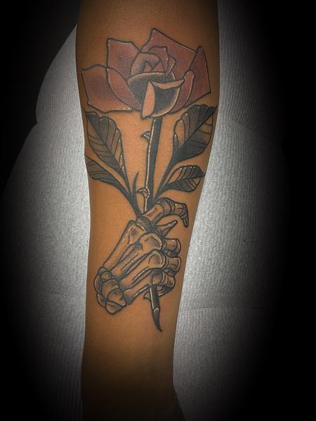 Nick Sadler (MADISON) - Skeleton Hand with Rose Tattoo