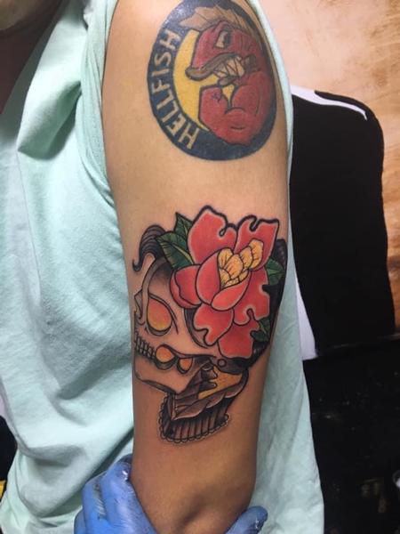 Tattoos - Skull flower - 144838