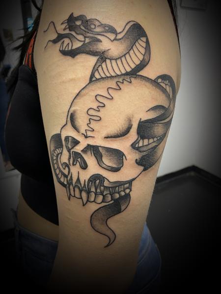 Nick Sadler (MADISON) - Skull Snake Tattoo Arm