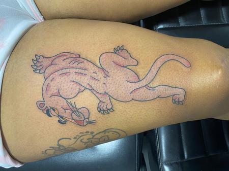 Tattoos - Pink Panther in Black Panther stance - 142000