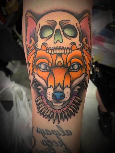 Tattoos - Neo Traditional Fox and Skull - 144793